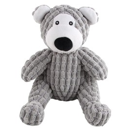 Dog Squeaky Toy, IFOYO Durable Dog Squeaker Toy 7.9 x 6.3 Inch Cute Sitting Bear Shaped Dog Interactive Toy Unique Tough Cloth Stuffed Dog Toy for Boredom