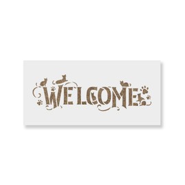 Welcome Cat Sign Stencil - Reusable Stencils for Painting - Create DIY Welcome Cat Sign Home Decor