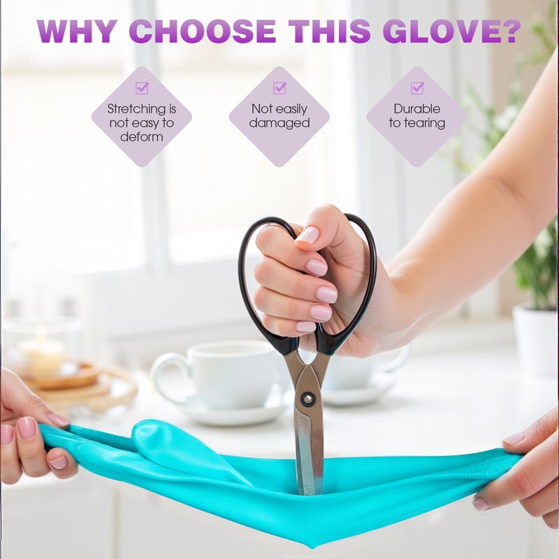 Elgood Reusable Dishwashing Cleaning Gloves with Latex free, Cotton lining,Kitchen