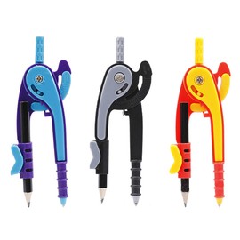 SURALIN 3 x Ergonomic Learning Compass with Safety Tip for Maths and Geometry Circle Drawing Tools, Compass with Pen Holder, Circle Drawing Tools