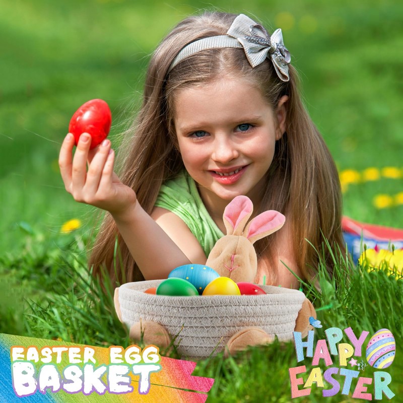 SilverChry Easter basket, Easter egg basket, Easter bunny storage basket,