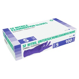 SF Nitrile Disposable Gloves S Purple/Purple, Pack of 100/Box, Nitrile Gloves, Stretchy Disposable Nitrile Gloves, Powder-Free, Latex-Free, Tear-Resistant, Rubber Gloves
