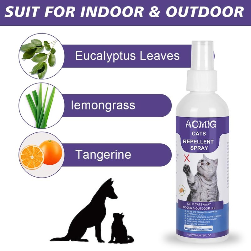 Cat Deterrent Spray, Natural Cat Repellent Spray, Non-Toxic Anti-Scratch Deterrent