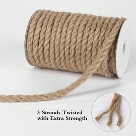 Tenn Well 8mm Jute Rope, 50 Feet Strong and Heavy Duty Natural Jute Twine for Gardening, Bundling, Camping, Decorating