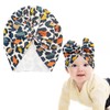 SHANFAA Cute Leopard Print Baby Turban Hats with Bow,Baby Hat