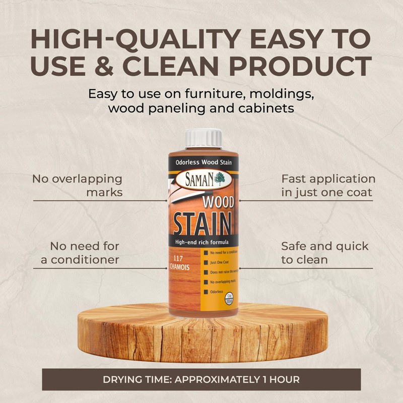 SamaN Interior Water Based Wood Stain - Natural Stain for