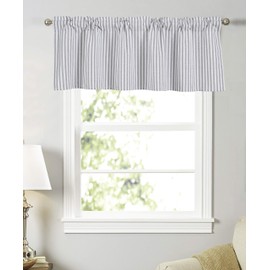 Annlaite Stripes Textured Drapes Stripe Pattern Valance Curtains Light Reducing Window for Living Room/Bedroom/Kitchen Rod Pocket Valance 52 by 18 Inch Gray