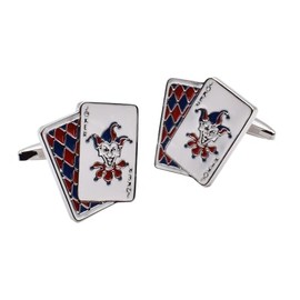 Joker Playing Card Casini Gambling Design Cufflinks, Presented in a Box