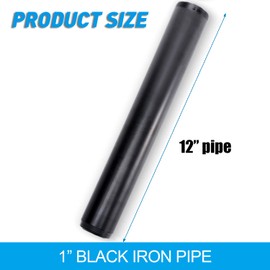 1"x12" Black Painted Iron Pipe, Home TZH 10 Pack Threaded Black Metal Pipe Nipple for DIY Project/Furniture/Shelving Decoration (10, 12")