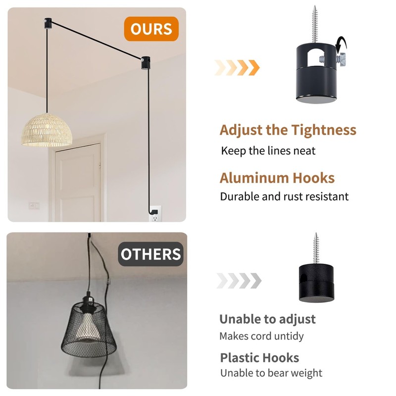 Adcssynd 3 Pack Upgraded Ceiling Hooks, Aluminum Adjustable Ceiling Hooks