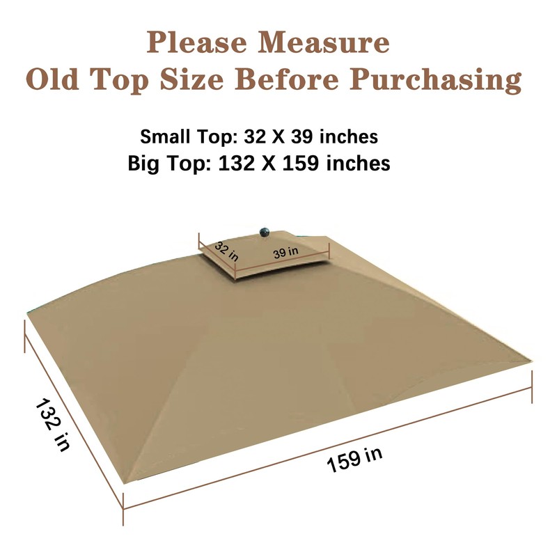 SCOCANOPY Beige Gazebo Replacement Cover Fit for 10X12 Eagle Brooke