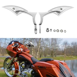 Rich Choices Chrome Motorcycle Blade Rearview Side Mirrors Comptible with Harley Road King Street Glide FLHX Road Glide Cruiser Chopper
