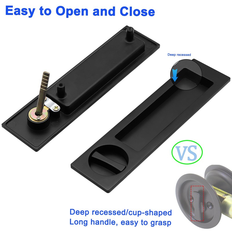 Dontay Pocket Door Handle, Modern Rectangular Keyed Entry Function, (Bed/Bath)