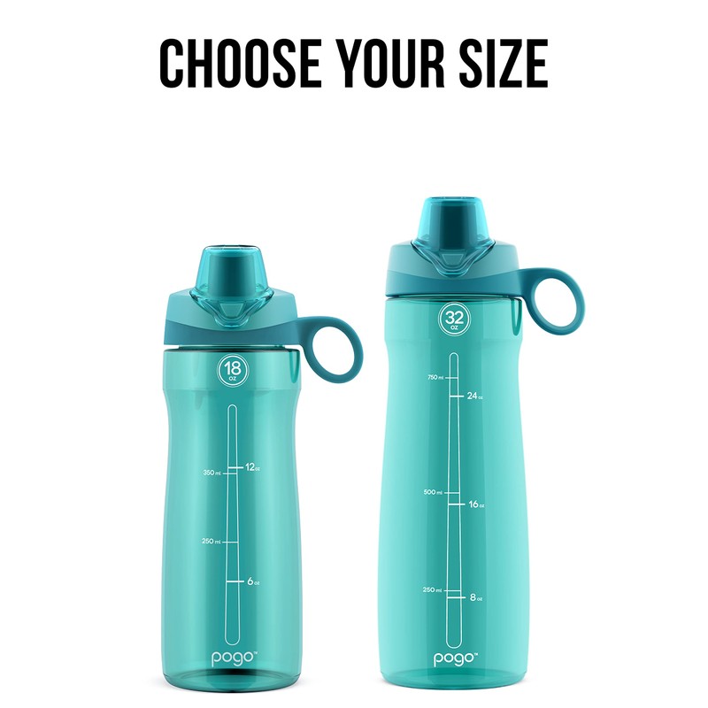 Pogo BPA-Free Plastic Water Bottle with Chug Lid, Blue Atoll,