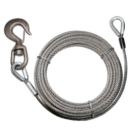 VULCAN Winch Cable - Swivel Hook and Eye - Fiber Core Extension - 3/8 Inch x 100 Foot - - 12,000 Pound Minimum Breaking Strength