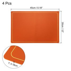 sourcing map 4 Pcs Faux Leather Placemats for Dinner Table, PU Leather Rectangle Table Mats Placemats Heat Resistant Waterproof Oil Proof Kitchen Placemats (Orange Gold Line)