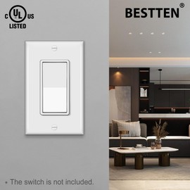 BESTTEN 10 Pack 1-Gang Decorator Wall Plate, Standard Size, H4.53” x W2.76”, Unbreakable Polycarbonate Outlet and Switch Cover, White, UL Listed