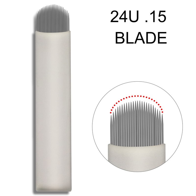 Pack of 50 White Microblading Needles Nano U24 0.15 mm