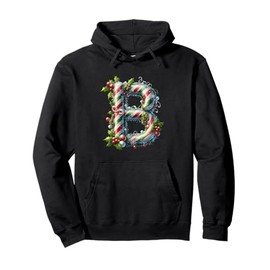 Christmas Candy Cane Letter B Joy Pullover Hoodie