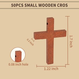 Hufopik 50 Pack Wooden Crosses, 1.2x1.7 Inches, Small Wooden Crosses for Crafts, Small Cross Pendant, Mini Cross, Easter Egg Fillers