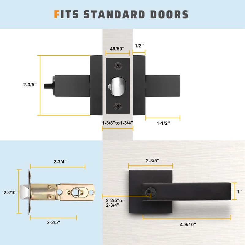 KNOBWELL 6 Pack Matte Black Heavy Duty Entry Door Handle