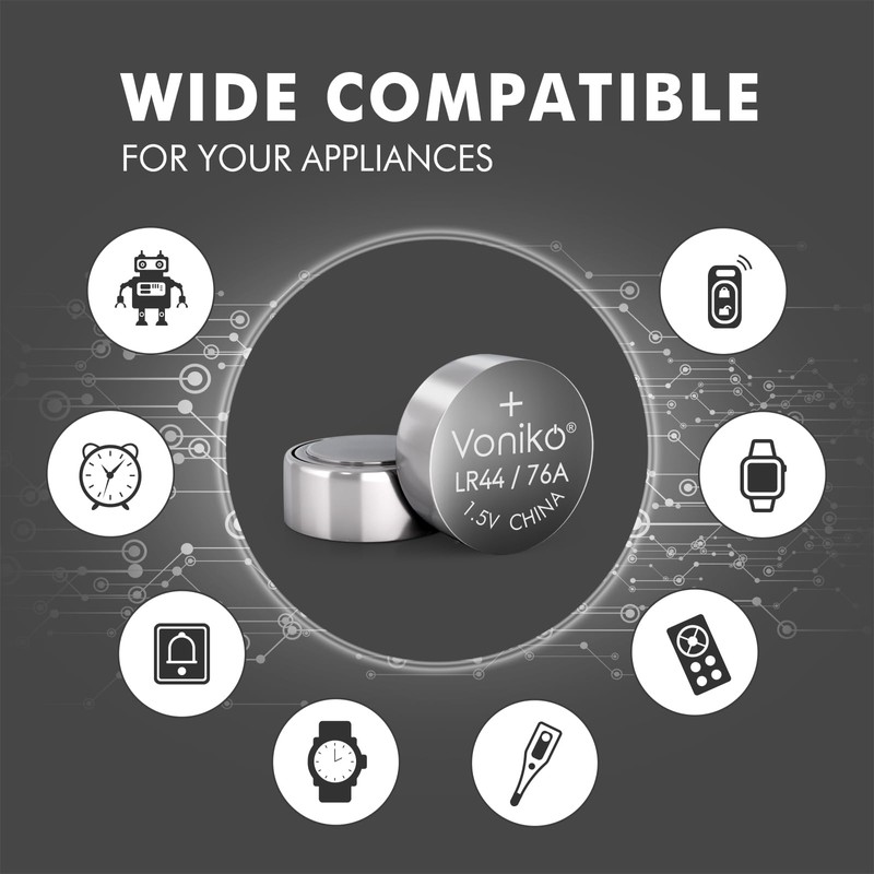 Voniko AG13 LR44 Batteries 20 Pack—[Ultra Power] Premium Alkaline 1.5
