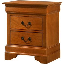 Glory Furniture Louis Phillipe 2 Drawer Nightstand in Oak