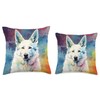 White German Shepherd Dog Rainbow Tie Dye Throw Pillow