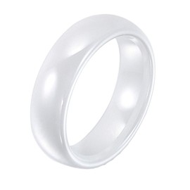 PAURO Women's Men's Ceramic 6MM High Polished Ring Engagement Promise Wedding Band White Size L