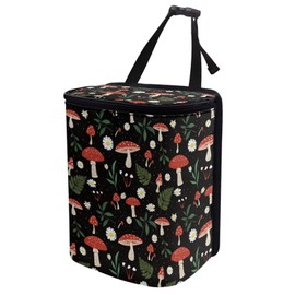 Dreaweet Car Trash Can Bin with Lid Hanging for Back Seat Cute Mushroom Car Accessories Trashcan for Women Leak Proof Automotive Garbage Cans Washable Universal Vehicle Trash Bag Road Trip Essentials