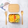 Stainless Steel Bento Lunch Box Metal Containers Wood Lid with