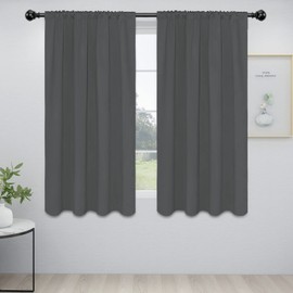 Easy-Going Rod Pocket Blackout Curtains for Bedroom, Room Darkening Window Curtains for Living Room, Thermal Insulated Noise Reduction Solid Window Drapes, 2 Panels(42x63 in, Gray)
