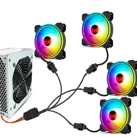 GINTOOYUN 2 Pack SATA to 3 Pin/4 Pin Case Expansion Fan Cable 15 Pin SATA to 4 x 3 Pin 12V Computer Fan Hub for CPU Fan, Computer Host, Computer Motherboard etc