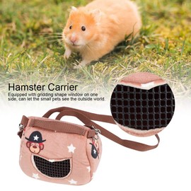 Pet Carrier Bag, Portable Breathable Outgoing Hamster Bag Coffee Flannel Portable Portable Breathable Outgoing Pet Hamster Carrier Bag for Small Pets