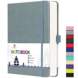 BLUMOST Bullet Dotted Journal Notebook - A5 Dot Grid Notebook with 280 Pages,100gsm Thick Dotted Paper,Leather Hardcover Dotted Journal for Women Men,5.75'' × 8.38''-Gray Blue