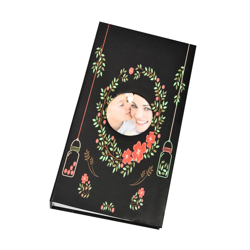 ARPAN 6x4 Designer Photo Album with 300 Pockets, Black Floral,