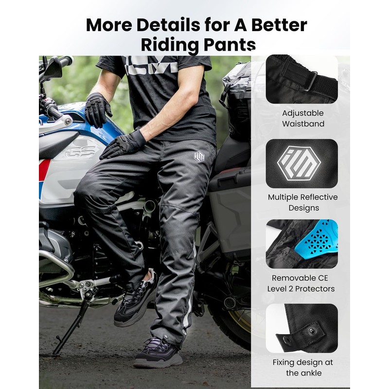 ILM Detachable Winter Motorcycle Riding Pants Men CE 2 Armored