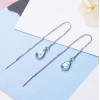 Unbranded 925 Silver Plated Opal Teardrop Ear Chain Thread Through