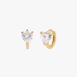 Gold&Deer 14K Goldfield Cubic Heart Round One-Touch Earrings Rose Gold / 골드앤디어 14K 골드필드 큐빅하트 라운드 원터치 귀걸이 로즈골드