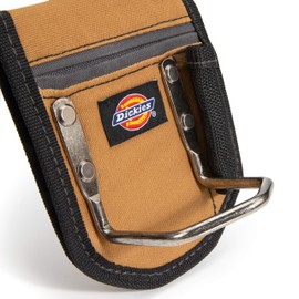 Dickies - Soporte para martillo de 2 compartimentos, lona duradera y acero, incluye lazo para herramientas y bolsillo, se adapta a cinturones de hasta 11.4 cm, color café y gris