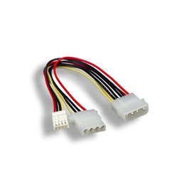 Kentek 8 Inch 8" 4 Pin Molex 5.25 Male to 4 Pin 3.5 Floppy Drive FDD Female & 4 Pin Molex 5.25 Female Y-Splitter M/F IDE DC Internal Computer PC Power Cable Adapter Cord