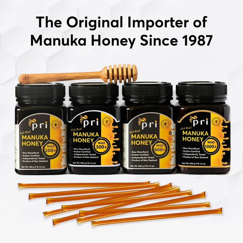 P.R.I Manuka Honey Sticks, Certified MGO 60+, Raw New Zealand