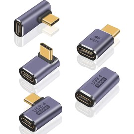 5 Pack USB C Adapter 40Gbps, USB C 90 Degree Adapter PD, Right Angle USB C Adapter 100W, USB 3.1 Type C Male to Female Adapter and USB C Extender Adapter for Laptop, Tablet and Phones