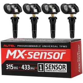 Autel TPMS Sensors 4 Pack MX-Sensors 315/433 mhz Dual Frequency Universal TPMS Sensor Replacement for 99% Vehicles, Programmable by Autel TPMS Tool (Rubber Valve)