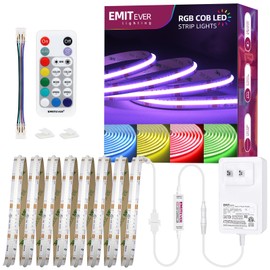 EMITEVER RGB COB Strip Light Kit 16.4ft,3150LEDs,Dimmable Color Changing