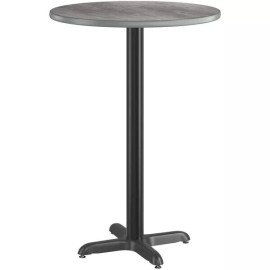 LANC 30" Round Gray Laminate Table Top With Base - Bar Height Restaurant Table
