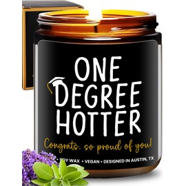 Funny Graduation Candle, Unique College & Masters Degree Gifts, One Degree Hotter, Best Funny Graduation Gift Ideas for Students, High School, Bachelor Graduates, PHD Gift Ready