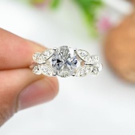 JEWELSTREZORO Gemstone Band Ring 925 Sterling Silver Ring Men's & Women's Band Ring Gift Item Jewellery TSR1251AA, Gemstone Precious metal gemstone, Moissanite