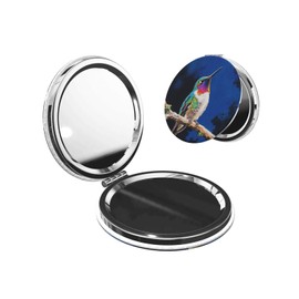KWSAAHU Double-Sided Pocket Compact Mini Makeup Mirrors 1x, 2X Magnifying Mirror Portable Foldable Round Small Purse Mirror Suitable Daily Party Travel for Man Woman - Lovely Hummingbird