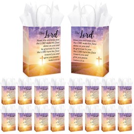 Moinchore 50 Set Church Gifts for Mothers Day Christian Gift Bags with Decorative Tissue Christian Religious Paper Bible Verse Bags with Handles for Baptism Church Welcome Visitors Sunday School